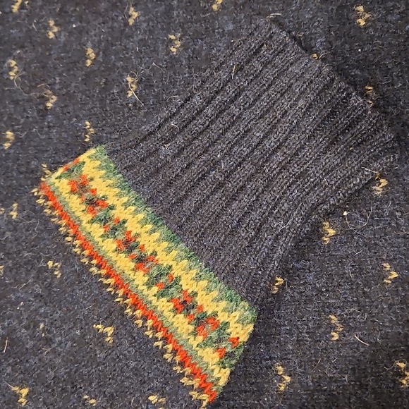 Lambs Wool Polo by Ralph Lauren Vintage Crew Neck Nordic Sweater L Distressed - Picture 5 of 10